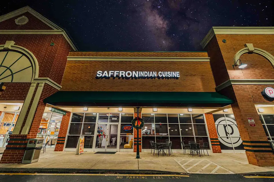 Saffron Indian Cuisine storefront in Cary